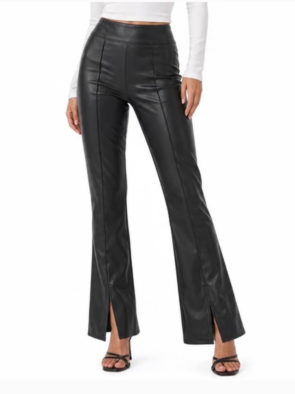Abercrombie & Fitch Black Faux Leather Flare Pants size small
